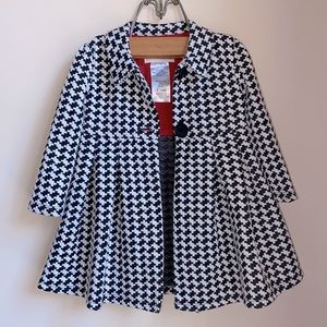 Baby Girls Black & White Pea Coat